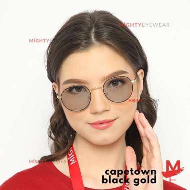 Kacamata Antiradiasi Photochromic Blueray Capetown Black Gold Wanita Frame Saja