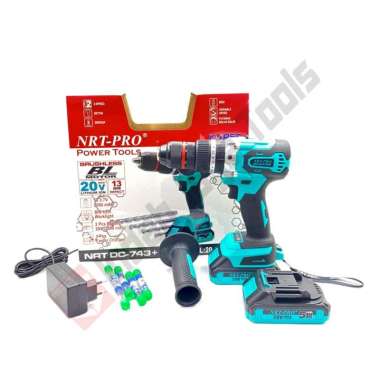 NRT-PRO DC-743 SET Cordless Impact Drill 20V Bor Baterai BRUSHLESS