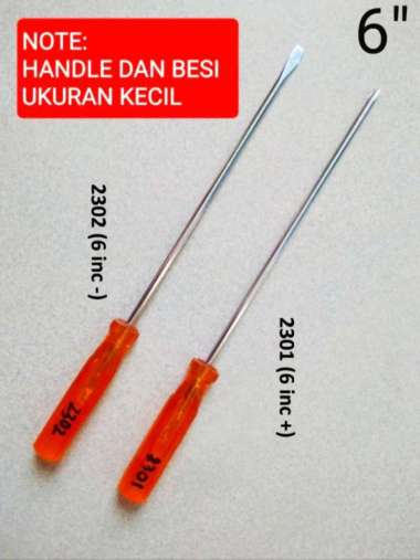 Obeng KURUS Panjang 6 dan 8 Inch SET 2 pcs Plus Minus 6 inch PLUS MIN