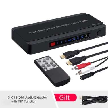 NewG HDMI switch 3x1 (3 input) - Support 4K & PIP with Audio Extractor