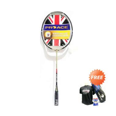 Pro Ace Sting 690 Raket Badminton + Free Tas + Kaos + Pasang Senar - abu abu