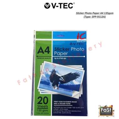KERTAS FOTO STIKER/STICKER PHOTO PAPER V-TEC A4 135gsm