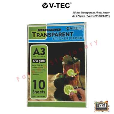 KERTAS FOTO STIKER/STICKER TRANSPARANT PHOTO PAPER V-TEC A3 170gsm