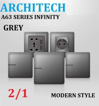 ARCHITECH SAKLAR INFINITY SILVER A63 NEW ARCHITECH 2.1 / STOP KONTAK motif STOP KONTAK