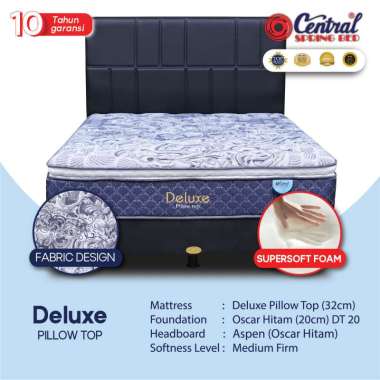 Central Deluxe Pilowtop Bianca Komplit Set Springbed [Kasur+Divan+Sandaran] 160 x 200 brown