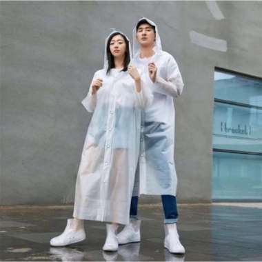 Jas Hujan Eva Jas Hujan Hoodie Lightweight Raincoat Ponco Dewasa Putih