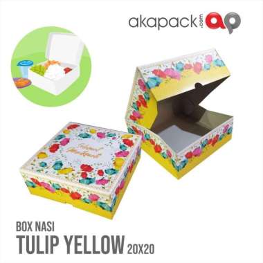 Kotak Nasi Snack Box Tulip Flower isi 20 18x18 cm/ dus nasi bergambar Ungu