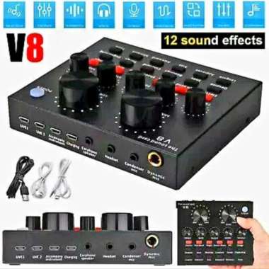 V8 SoundCard Audio untuk HP PC Mac Live Broadcast Karaoke Smule WeSing