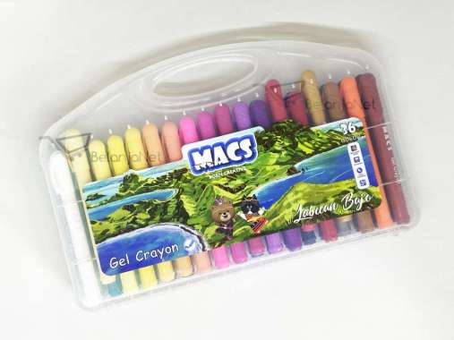 Gel Crayon | Silky Crayon | Krayon Macs 36 Warna Dapat Dicuci Washable