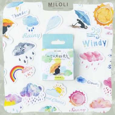 Sticker Deco Sticker Journal Scrapbook Stiker Diary Stiker Rain Cat