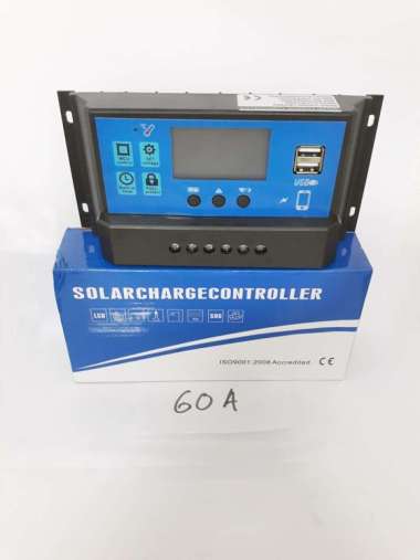 Solar Charge Controller PWM Panel Tenaga Surya 60A / 12V - 24V Hitam