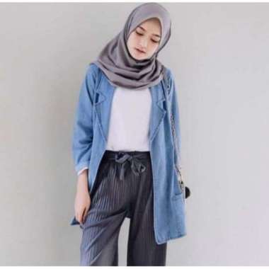 Orimoza Blazer Cardi jeans wanita all size BLAZER JEANS BLUE