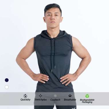 FlexLite Sleeveless Hoodie Gym Running Outdoor LVS-001 XL Putih