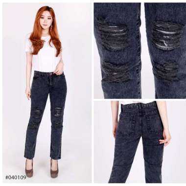 Celana BoyFriend Wanita Celana Jeans Wanita Non Stretch BoyFriend Model Sobek Lapis Furing Import 28
