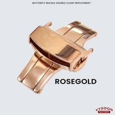 Buckle Butterfly Strap Tali Jam Tangan 14mm 16mm 18mm 20mm 22mm Ori 22mm Rose Gold