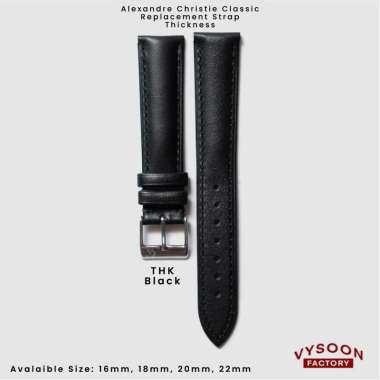 Tali Kulit Original AC Alexandre Christie Strap Leather 18mm 20mm 22mm 18mm Black
