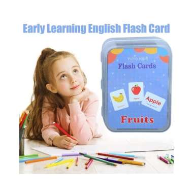 Flash Card Bahasa Inggris Mainan Edukasi Anak / Kartu Pintar Balita Belajar Abjad Buah Transportasi 