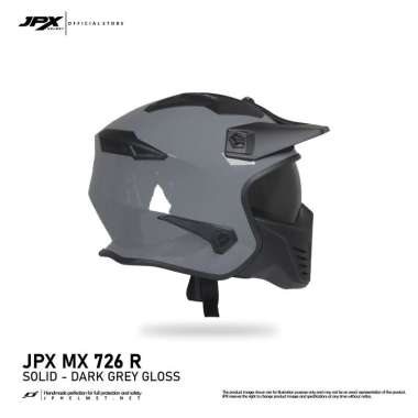 JPX Full Face MX-726R Dark Grey Gloss XXL