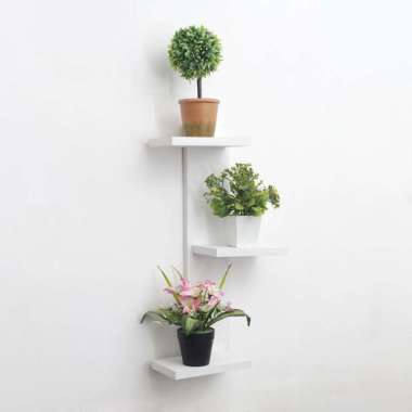 Rak Bunga Rak Susun Gantung Zig-zag Tempel Dinding Dekorasi Rumah Putih