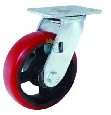 Roda Troly Troli Trolly PU Merah 6 Inch Heavy Duty Hidup Swivel RHJ Indonesia
