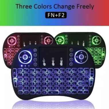 I8 mini Wireless Keyboard Touchpad 3Colour Backlite Hitam