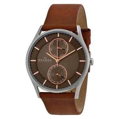 Skagen SKW6086 Holst Charcoal Dial Brown Leather Strap Watch [Machtwatch] Coklat