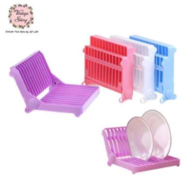 Shabby Rak Piring Lipat Pengering Gelas Portable Dish pink