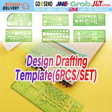 6Pcs Penggaris Template Gambar Pola Utk Mal Furniture Interior Arsitek