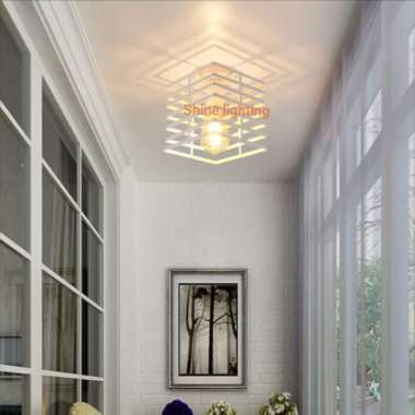 Lampu Plafon Minimalis Kotak Dekorasi Ruang Tamu/Balkon Tipe 123/1 Wh
