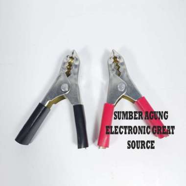 Jepit Aki 7.5cm Berkualitas Bagus Besar Capit Aki Clamp Battery Sepasang Merah Hitam