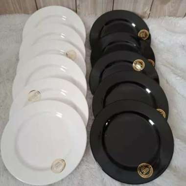 1 lusin piring kue ceper melamin mewah ukuran 7 inch Putih - 12