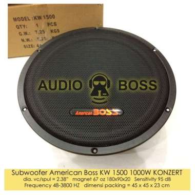 Subwoofer American Boss 15 Inch 1000 Watt 1500 15" 15 in Multivariasi Multicolor