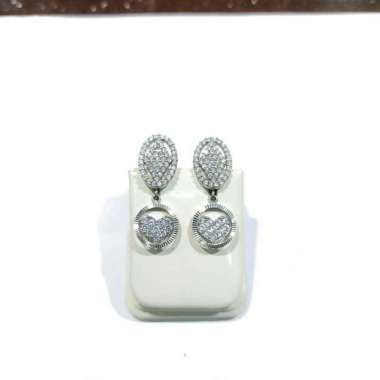 Anting Kliwir Hati Love Diamond Look Emas Putih 750