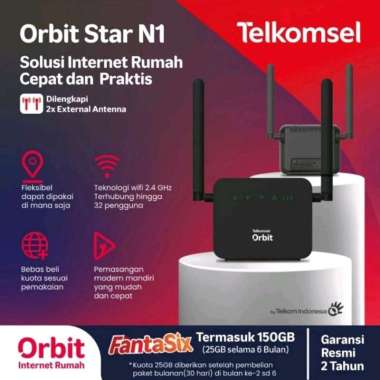 Telkomsel Orbit Star N1 Modem Wifi 4G High Speed Bonus Data