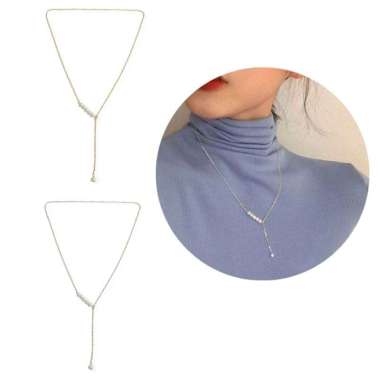 Arabella Korean Pearl Necklace Kalung Mutiara Tarik Ulur Rantai Korea Silver