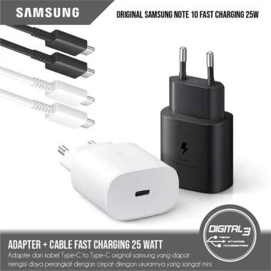 Samsung Note 10 Plus S20 Ultra 25W Fast Charger + Type C Cable No Box Hitam