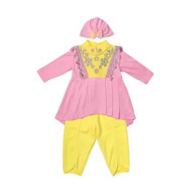 Eyka Setelan Gamis Renda Baby - Pink Yellow