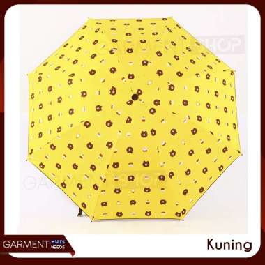 Payung Lipat 3D Motif Beruang Premium Bagus Lucu Karakter Murah KUNING
