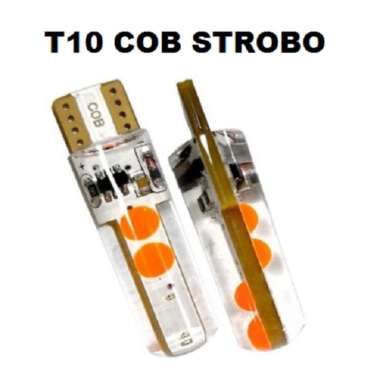 Lampu LED T10 Senja Kota RGB Strobe Strobo Flash Mobil Motor Gel Jelly Red Blue Merah Biru Patwal Me