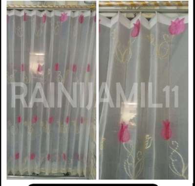 Gorden Vitrace Bordir Puring Daleman Pink L100 X P200cm