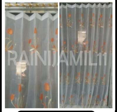 Gorden Vitrace Bordir Puring Daleman Oren L100 X P200cm