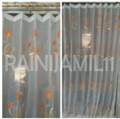 Gorden Vitrace Bordir Puring Daleman Oren L200 X P200cm