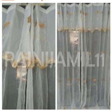 Gorden Vitrace Bordir Puring Daleman CoklatKuning L200 X P200cm