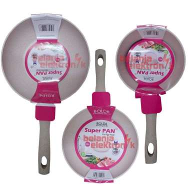 BOLDE SUPER PAN GRANITE 3+1 PCS SET BEIGE/PANCI WAJAN PENGGORENGAN KERAMIK pink