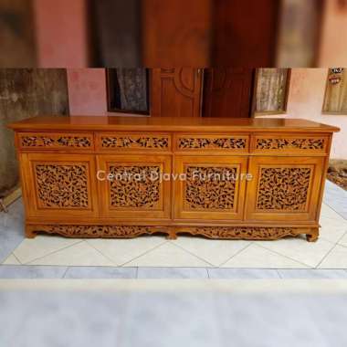 Buffet Nakas Bufet Palembang Ukir Ukiran Kayu Jati Furniture Jepara Multicolor