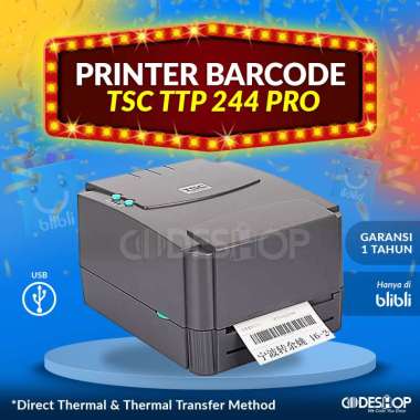 Printer Barcode TSC TTP 244 / TTP244 PRO Print Sticker Label Barcode hitam