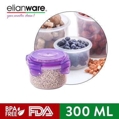 Elianware BPA Free Kotak Makanan Bundar Food Keeper Ezy Lock 300ml