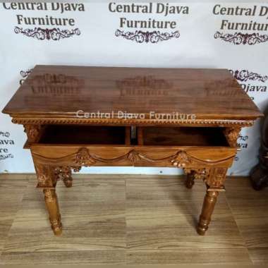 Meja Konsul Ukir Altar Kayu Jati Rias Dinding Laci 2 Meja Kerja Jepara