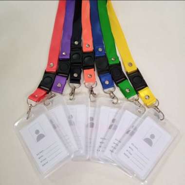 ID Card Holder 2 sisi Transparan +Tali Hitam
