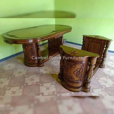 Meja Makan Gendong Ukir Kayu Jati Untuk Kursi 6 Ukiran Mebel Jepara